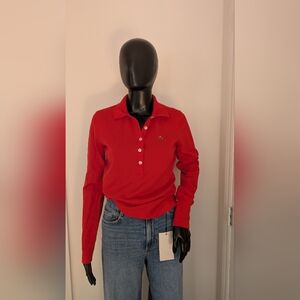 Red Lacoste Long Sleeve Polo Shirt (S/M)